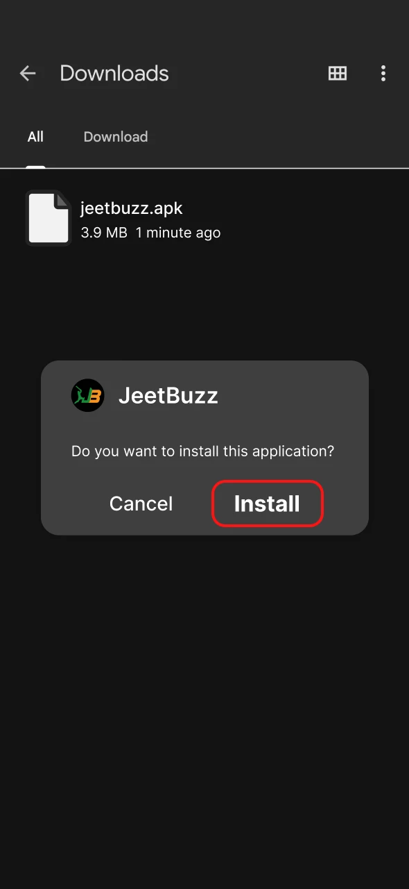 Confirm the installation of the JeetBuzz app.