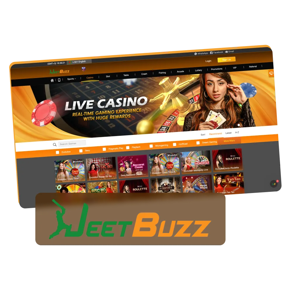 Check out the range of games available at JeetBuzz live casino.