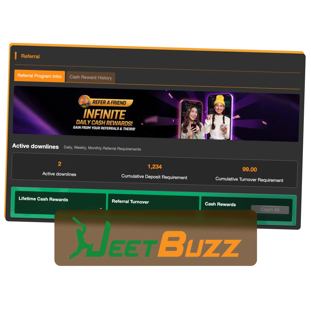 Earn unlimited rewards through JeetBuzz referral program.