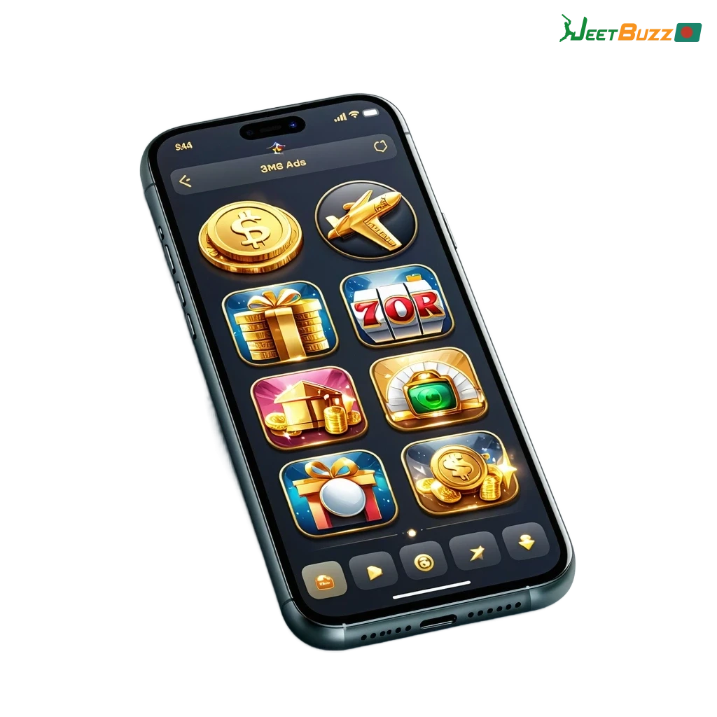 Jeetbuzz app promo for Android & iOS: 77% up to 7,777 BDT welcome bonus, Bangladesh betting on cricket, football, casino.
